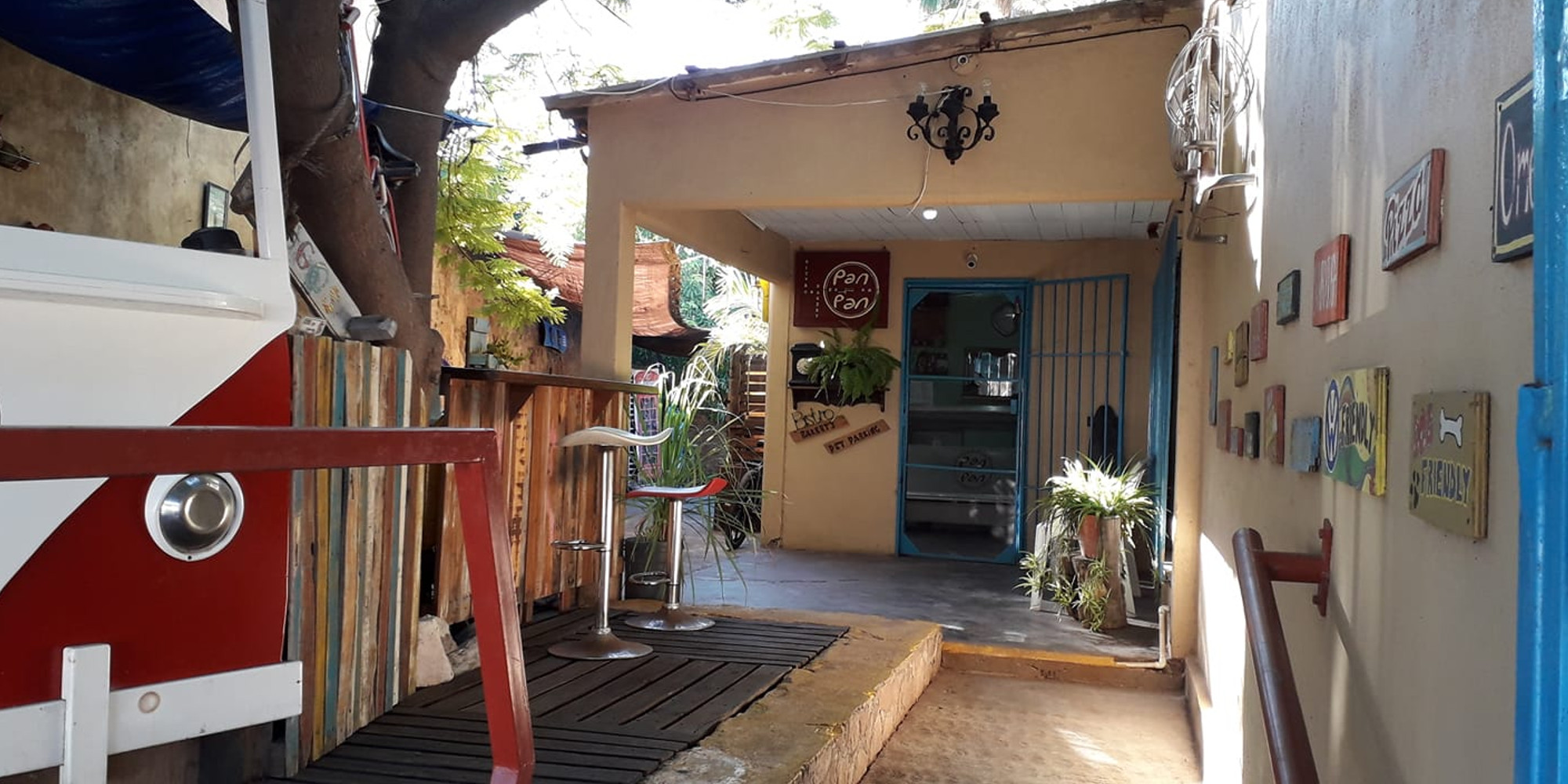 Outside of Pan Que Pan, a local favorite bakery in the town square of Loreto, Baja California Sur