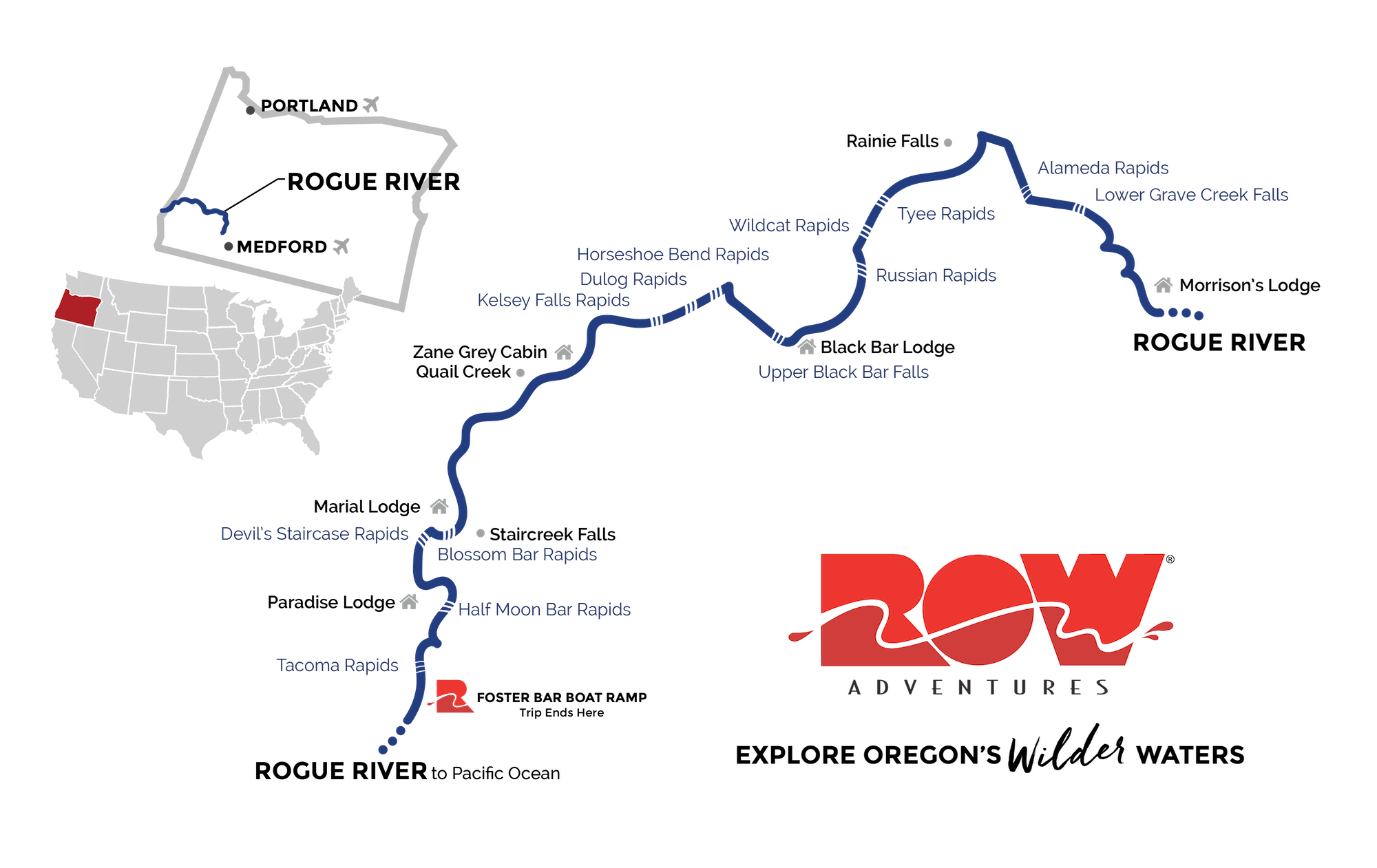 Raft the Rogue River Oregon Whitewater - Rogue River Rafting Map 