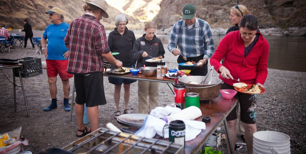 Disposing of food waste properly on a multi-day river trip on the Snake River