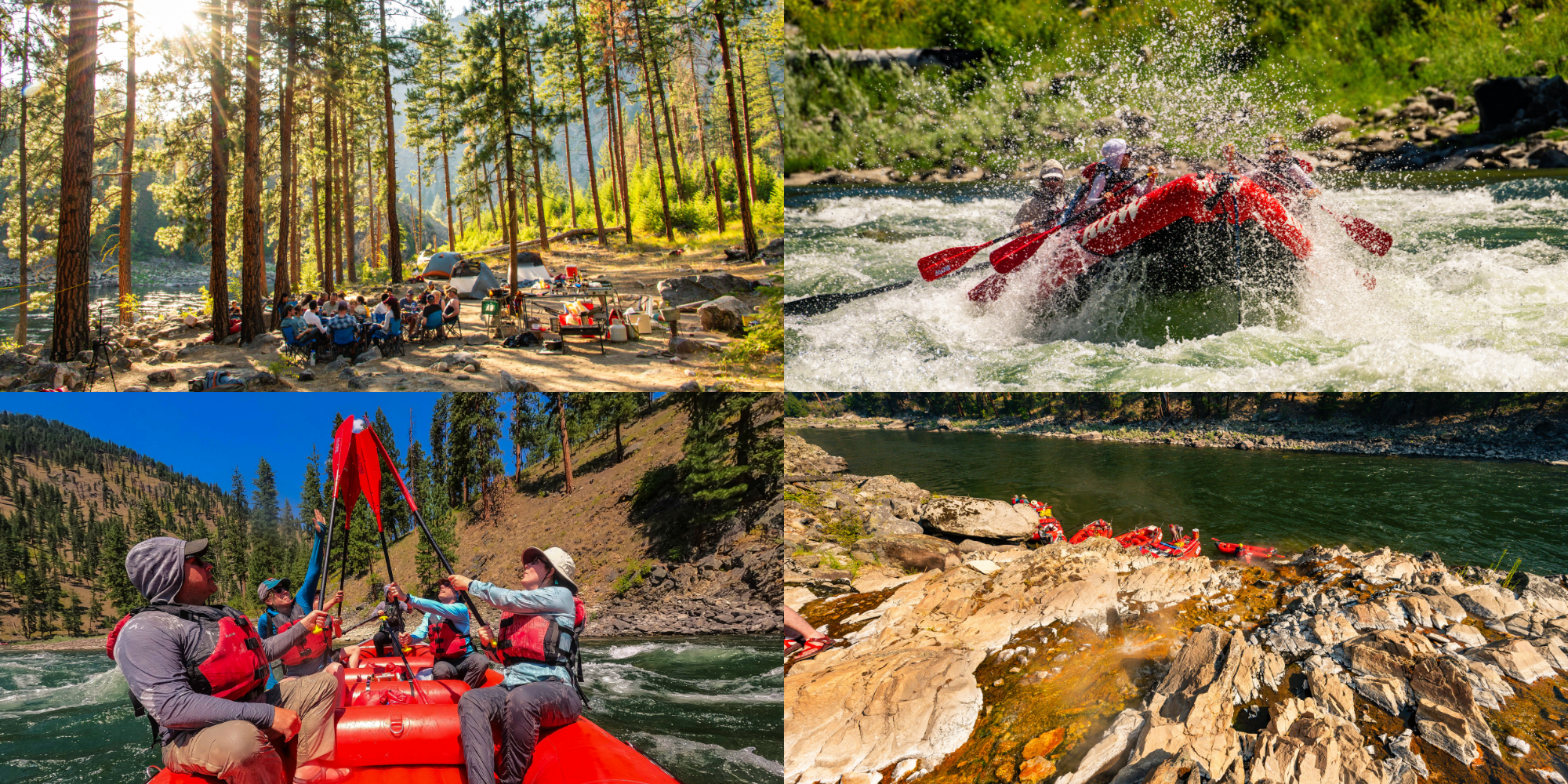 Raft navigating big rapids on Idaho’s Main Salmon River during a multi-day rafting trip