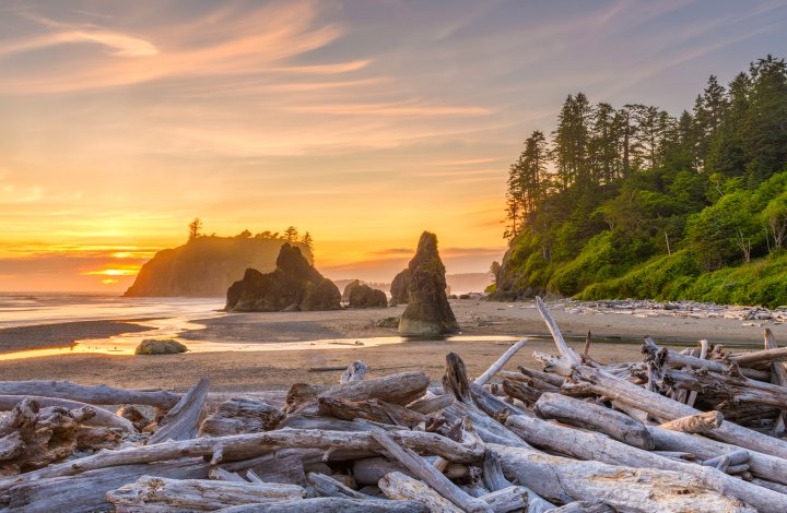 First Beach in Olympic National Park at sunset