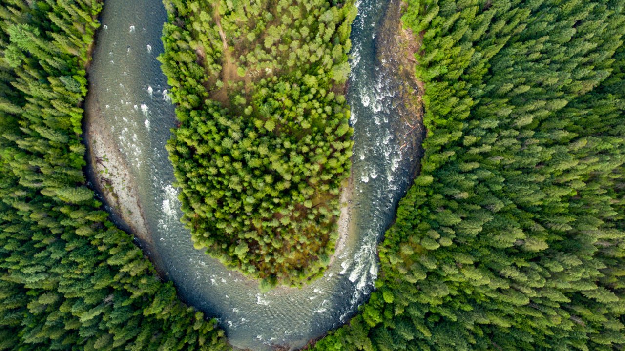 aerial view of Moyie River in Idaho