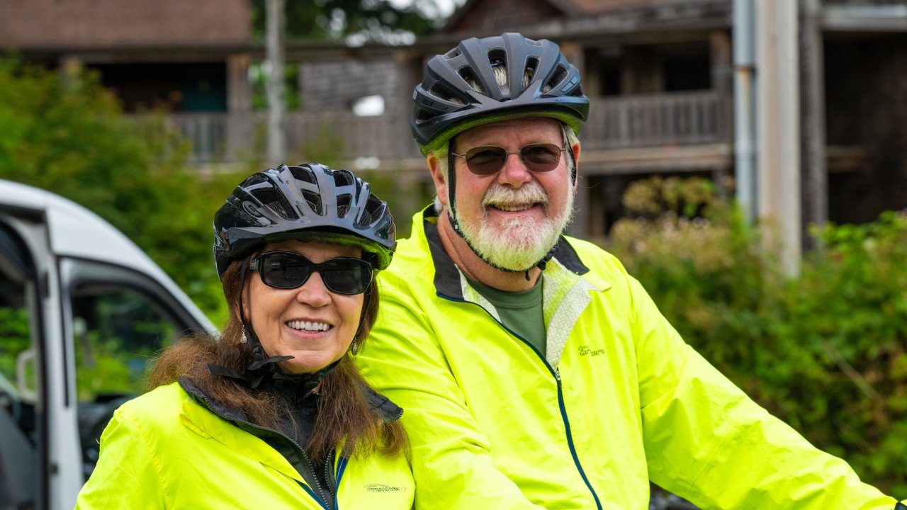 Bikers on a Ride Our World bike tour in the Olympic Peninsula