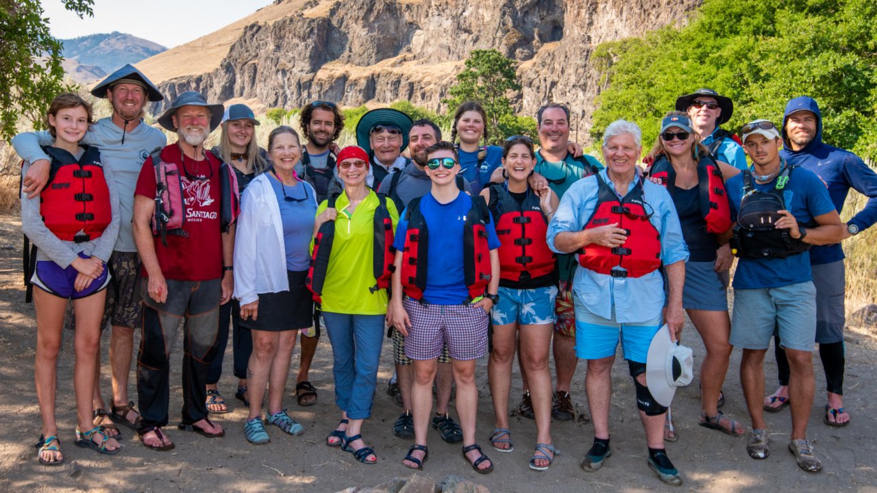 rafting group on the Deschutes River in Oregon