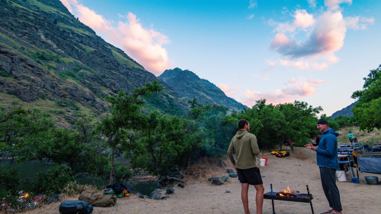 two people hanging out at rafting camp
