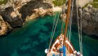 view of luxury yacht deck in turquoise croatian water