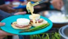 Homemade eggs benedict while camping along the Salmon River