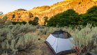Tent set up along the Deschutes River in Oregon