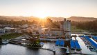 sunset over coeur d'alene resort and marina