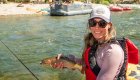 woman holding cutthroat trout on middle fork of salmon river