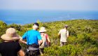 people hiking along croatia coastline