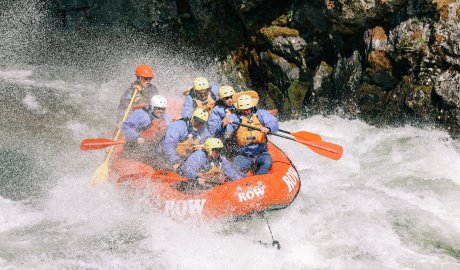 A group of people rafting on the Lochsa river in Idaho.